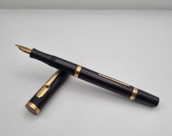 Swan SF1 Self Filler Fountain Pen, Mabie Todd, Unfaded Black Hard Rubber, Flexible 14ct Nib, Ball Clip, Fully Restored and Ready to Write
