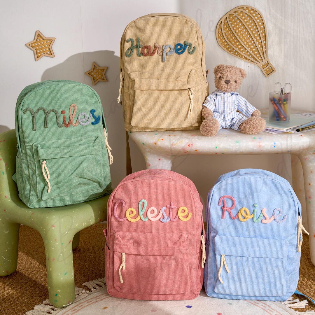 Personalized Kids Corduroy Backpack: Custom Name School Bag - Etsy
