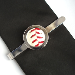 Base Ball Tie Clip Wedding Tie Slide Silver Plated Tie Bar Tie Pin