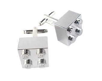 Cufflinks Handmade with LEGO Bricks that have been Chrome plated