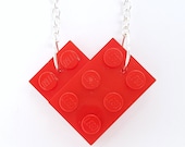 Heart Necklace Handmade with with LEGO(r) plates Silver or Gold Plated Chain