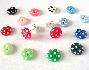 Button Earrings Spotty Button Earrings handmade in various colours