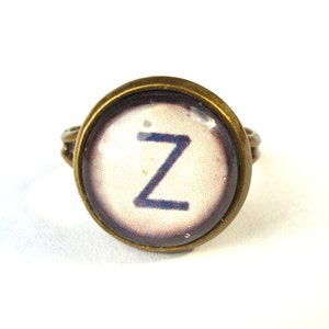 Typewriter Ring Vintage Style Typewriter Key Ring Black or White typewriter key Ring image 2