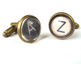 Typewriter Cufflinks Vintage Style Typewriter Key cufflinks Black or White typewriter key cufflinks fathers day gift