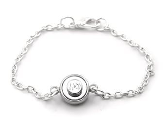 Chrome Plated Silver Brick Charm Bracelet Handmade with a LEGO Plate