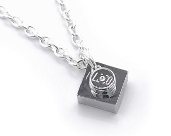 Chrome Silver Brick Necklace Handmade with a LEGO plate thats been Chrome Plated