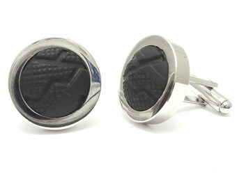 Bike Tyre Cufflinks Cufflinks made from real bicycle tyres Cycling Gift Cufflinks Sport Cufflinks silver plated