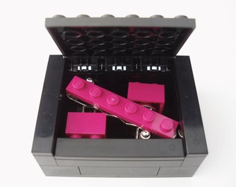 Tie Clip and Cufflinks Set Handmade with LEGO(r) Bricks in Magenta Includes Box Groomsmen Wedding Cufflinks Grooms Cufflinks tie bar