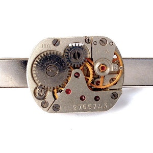 Tie Slide Tie Clip Watch Movement Tie Bar Weddings Grooms Best Man Father of the Bride
