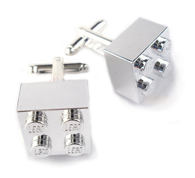 Chrome Silver Tie Slide Tie Clip Fait à la main avec des plaques LEGO Mariages Grooms Meilleur homme Père de la mariée image 6