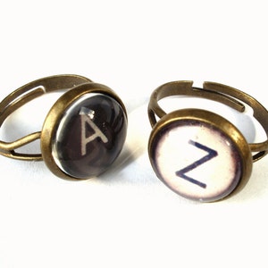 Typewriter Ring Vintage Style Typewriter Key Ring Black or White typewriter key Ring image 1