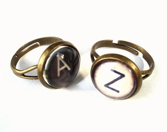 Typewriter Ring Vintage Style Typewriter Key Ring Black or White typewriter key Ring