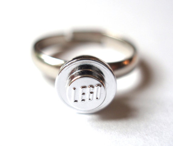 Chrome Silver Stud Ring Engagement Ring Wedding Ring Handmade With