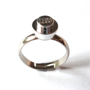 Chrome Silver Stud Ring engagement ring wedding ring Handmade with LEGOr studs image 2