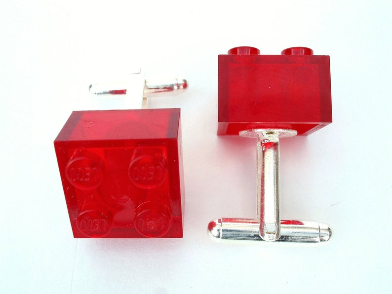 Transparent Red Brick Cufflinks Handmade with LEGO r bricks