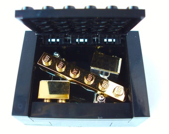 Metallic Gold Colour Cufflinks & Tie Slide Gift Set Includes Box Handmade with LEGO(r) Bricks Wedding Cufflinks Grooms bar