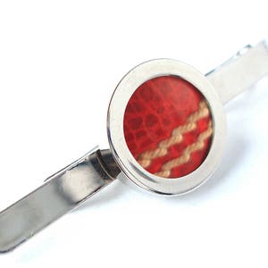 Cricket Ball Tie Slide Wedding Tie Clip Silver Plated Tie Bar