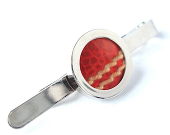 Cricket Ball Tie Slide Wedding Tie Clip Silver Plated Tie Bar