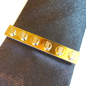 Metallic Gold Tie Slide Tie Clip Handmade with Chromed LEGOr plates Weddings Grooms Best Man Father of the Bride image 1