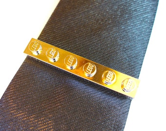 Metallic gouden stropdas slide tie clip handgemaakt met verchroomde LEGO(r) platen Bruiloften Bruidegoms Beste man Vader van de bruid