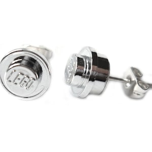 Chrome Silver Stud Earrings Handmade using chromed LEGO(r) bricks