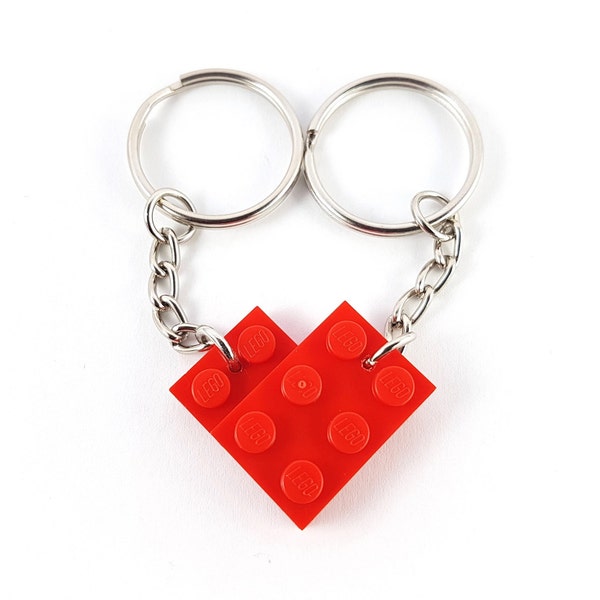 Heart Keychain / Keyrings - Handmade with LEGO(r) plates - Mr and mrs - His and Hers - Building bricks - Best Friends Friendship