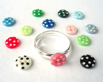 Button Ring Spotty Button Ring adjustable ring wedding ring favour