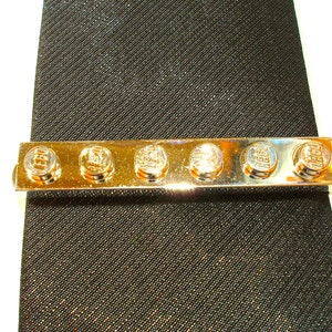 Metallic Gold Tie Slide Tie Clip Handmade with Chromed LEGOr plates Weddings Grooms Best Man Father of the Bride image 3