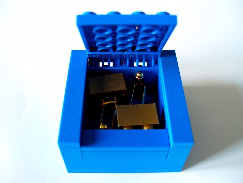BLUE Cufflinks Gift Display Box Handmade with LEGOr bricks cufflinks sold separately image 1