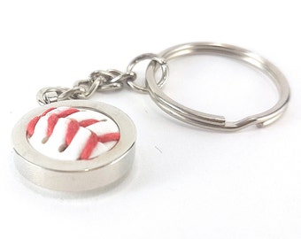 Porte-clés de baseball fabriqué à partir d’un vrai baseball, porte-clés cadeau de baseball fête des pères porte-clés de baseball papa cadeaux de baseball pour hommes maman fan de baseball