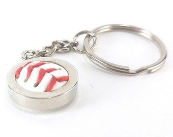 Porte-clés baseball fabriqué à partir d'un vrai baseball, porte-clés fête des pères cadeau baseball baseball porte-clé papa baseball cadeaux pour hommes maman fan de baseball