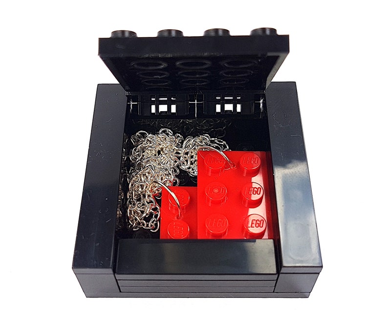 BLACK Necklace Gift Display Box Handmade with LEGOr Bricks heart necklace sold separately image 1