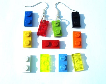 Dangle earrings Handmade with LEGO(r) 1x2 plates