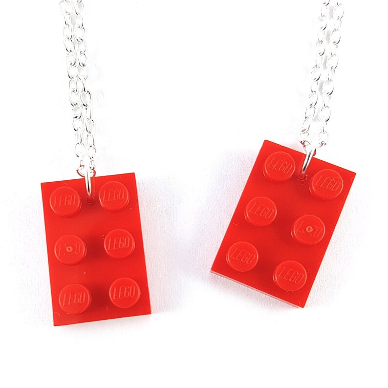 A Pair Heart Friendship Necklaces Handmade with LEGO ® plates image 2