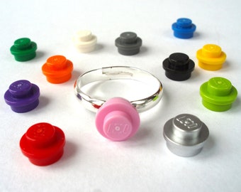 Pick your Fav colour Ring silver plated Handmade with LEGO(r) studs