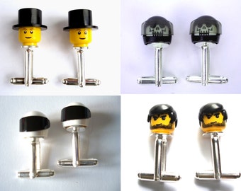 Custom design your own Cufflinks Handmade with LEGO(r) Heads and headgear