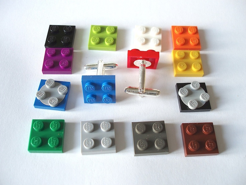 Pick your fav colour silver plated Cufflinks Handmade with LEGOr 2x2 Plates image 1