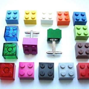 Choisissez votre couleur préférée Boutons de manchette plaqués argent Fait à la main avec des briques LEGOr image 1