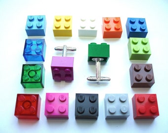 Pick your fav colour silver plated Cufflinks Handmade with LEGO(r) bricks