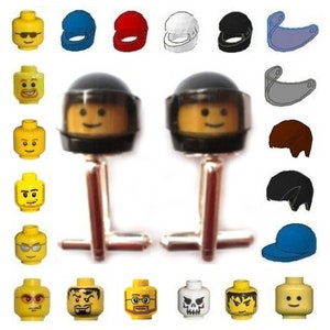 Custom design your own Cufflinks Handmade with LEGO(r) brick Heads and head gear