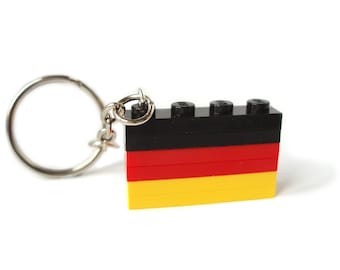 Germany Flag Keychain handmade with LEGO(r) Bricks in Black, Red and Gold