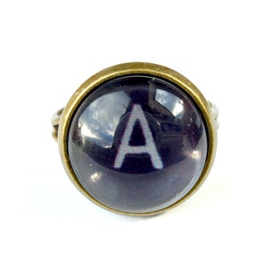 Typewriter Ring Vintage Style Typewriter Key Ring Black or White typewriter key Ring image 3