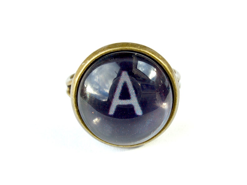 Typewriter Ring Vintage Style Typewriter Key Ring Black or White typewriter key Ring image 3