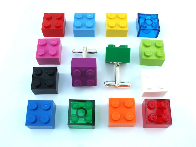 Transparent Red Brick Cufflinks Handmade with LEGO r bricks