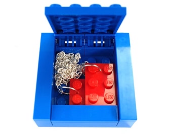 BLUE Necklace Gift Display Box Handmade with LEGO(r) bricks necklace sold separately
