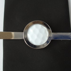 Golf Ball Tie Clip Wedding Tie Slide Silver Plated Tie Bar