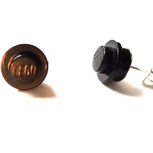 Round Black Brick Stud silver plated earrings Handmade with LEGO(r) studs