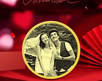 Custom Brass Photo Coin – Personalized Engraved Keepsake Gift
