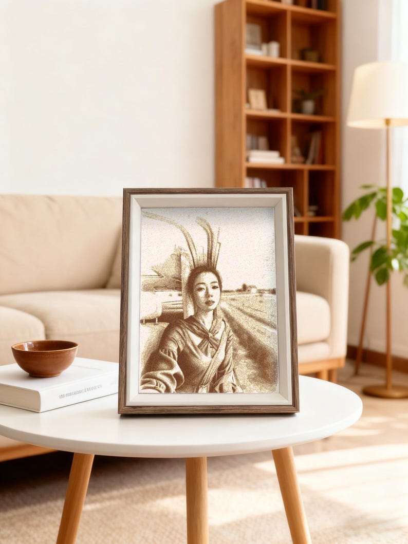 Custom Sand Art Portrait Frame – Personalized Photo Gift, Handmade Natural Sand Painting, Unique Anniversary or Wedding Keepsake image 7