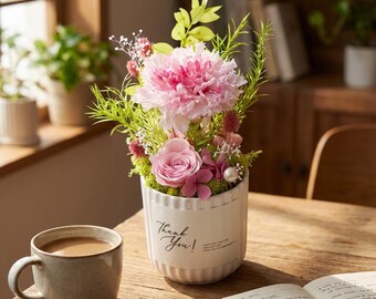 Preserved Carnation Flower Pot, Mothers Day Gift, Forever Flower Arrangement, Thank You Gift, Handmade Eternal Flower Decor
